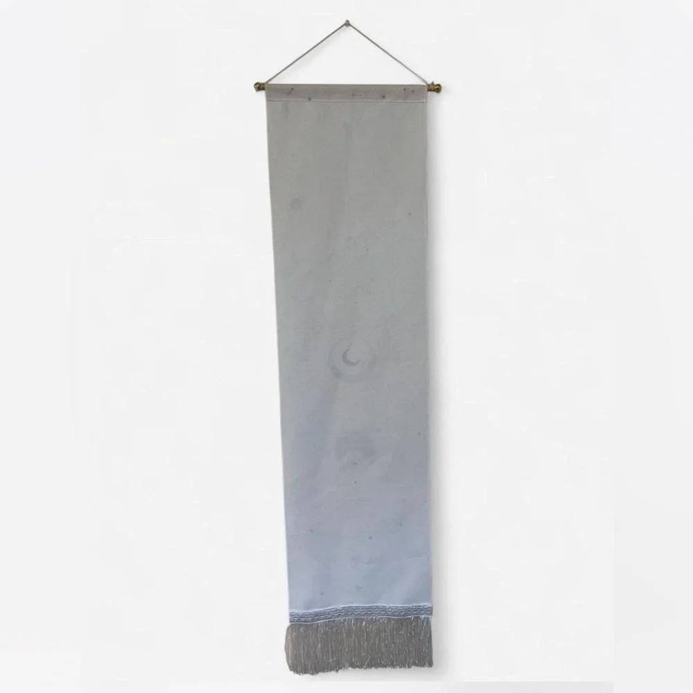 Celestial Wall Hanging Tapestry in Pink and Gray